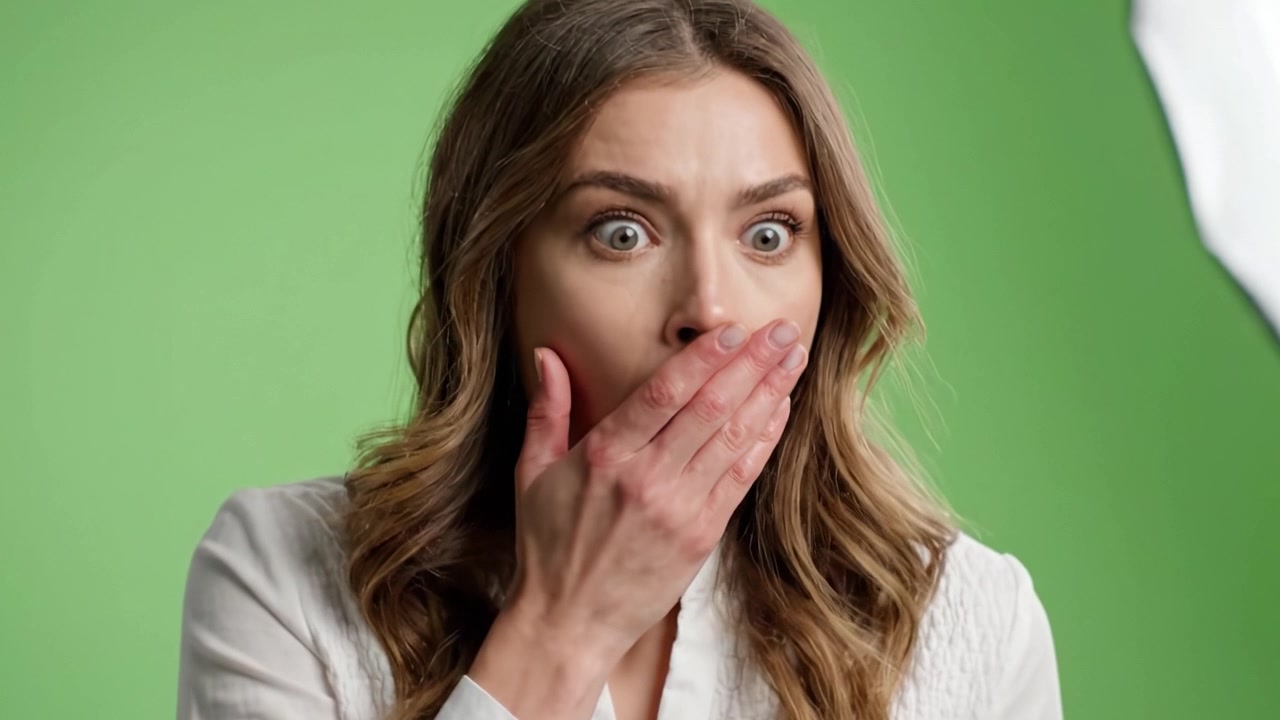 A Surprised Expression: Capturing Moments of Shock and Wonder on a Vibrant Green Background