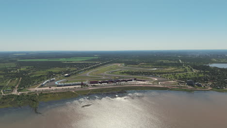 Bird's-eye-view-captures-the-Termas-de-Río-Hondo-Circuit,-renowned-for-hosting-the-prestigious-MotoGP-race-in-Argentina