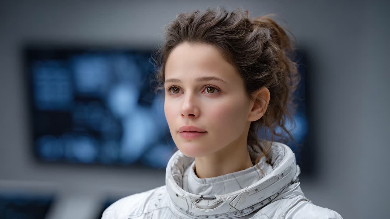 A Contemplative Astronaut Reflecting on Unknown Horizons, Captured in Two Powerful Video Frames Emphasizing Determination and Serenity Amidst Space Exploration