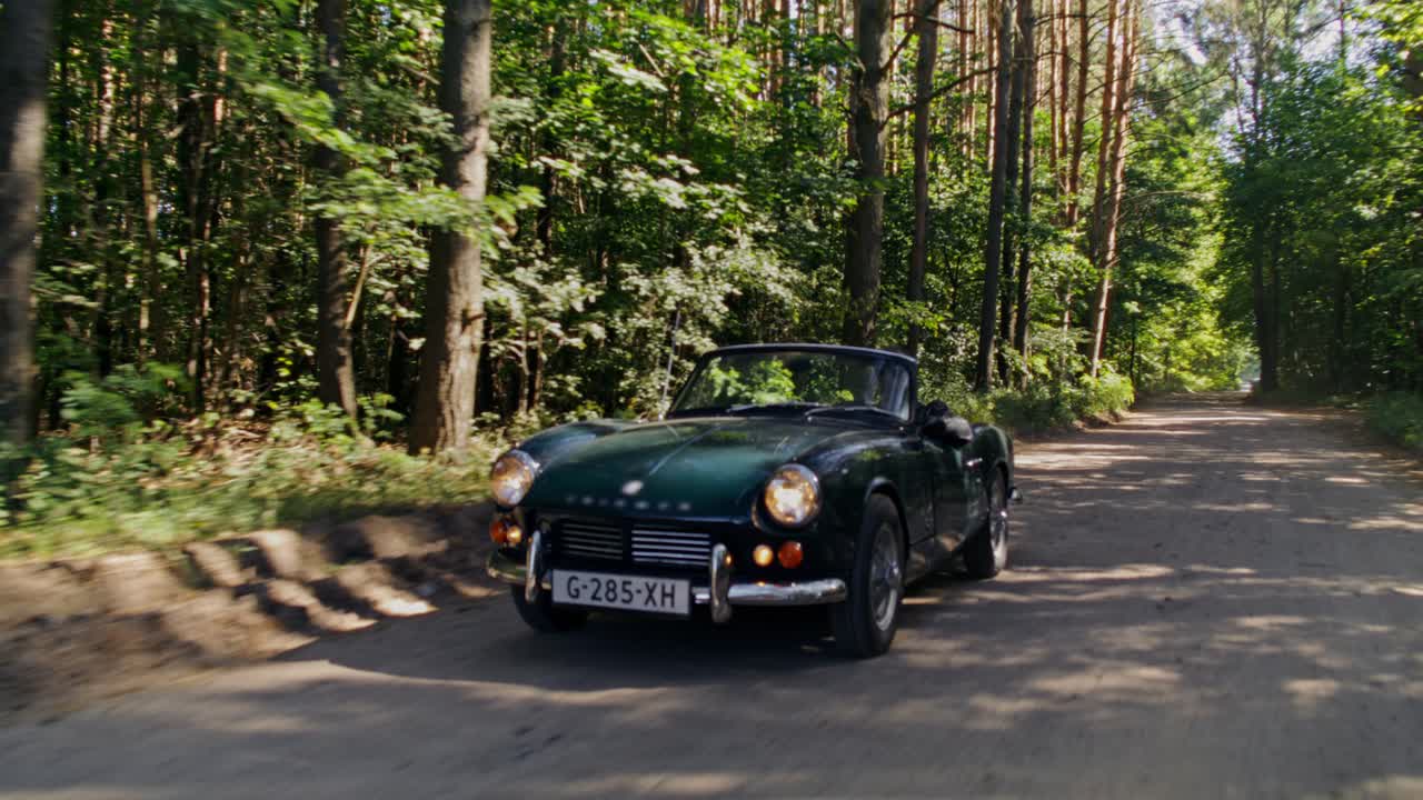 Vintage Convertible on Forest Road