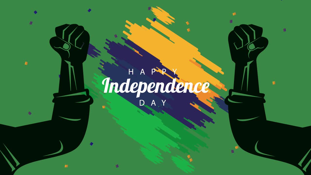 celebración del día de la independencia de brasil con bandera y manos fuertes