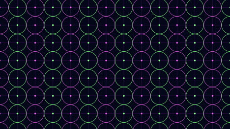 Cuadrícula-Digital-Con-Círculos-Geométricos-De-Neón-En-Filas