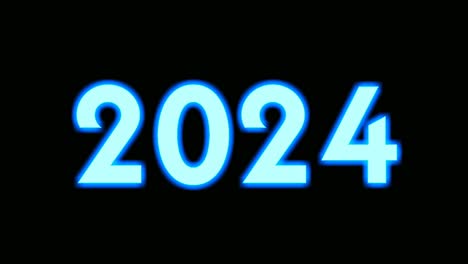 neon light blue number 2024 animation motion graphics on black background