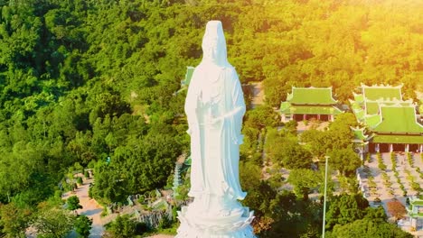 aerial view of ling ung pagoda, son tra peninsula, da nang, vietnam