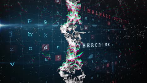 animación de dna, firewall y escaneo sobre fondo de la marina