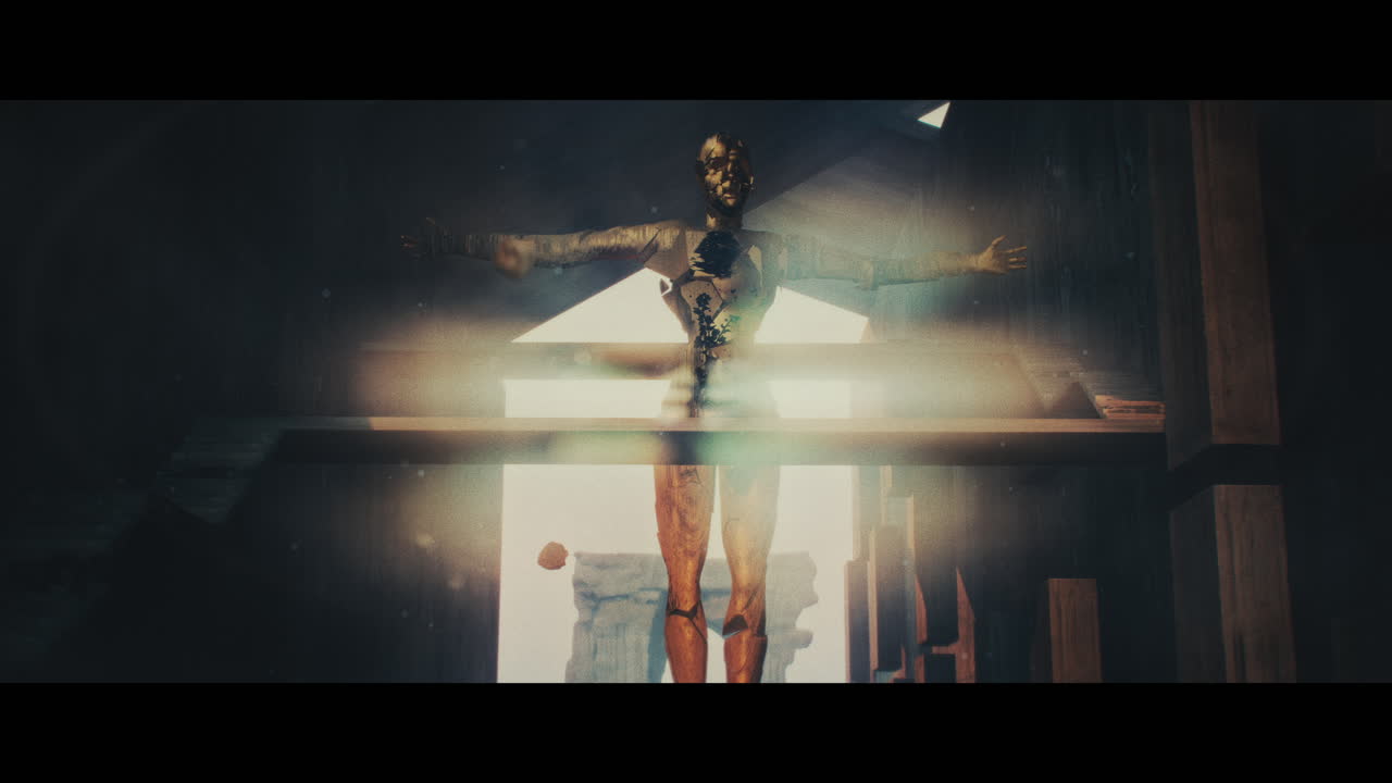 Ancient Goddess Figure in Ruined Temple