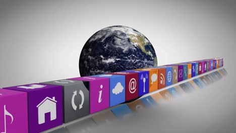 animación de iconos de medios en todo el mundo