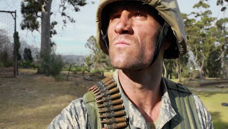 military soldier during training exercise with weapon