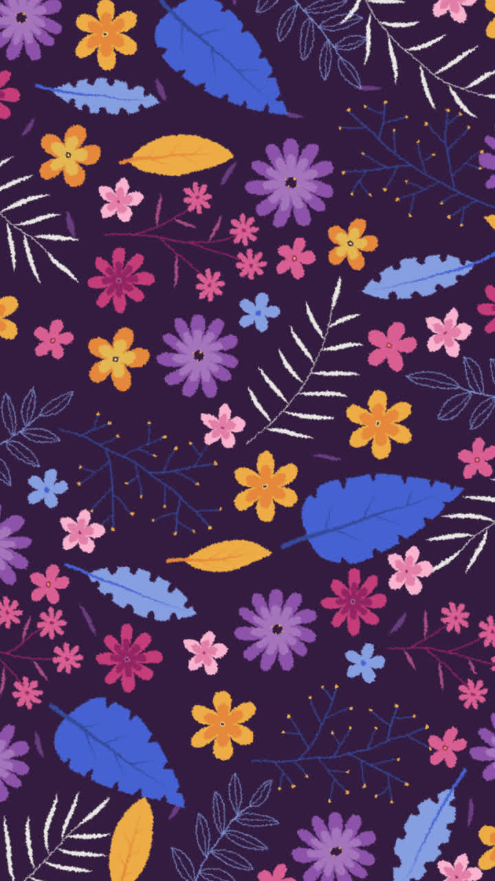 자연의 모션 그래픽 다채로운 꽃의 배경