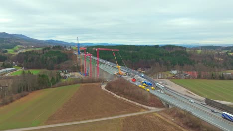 A1-Motorway-In-Aurach-Bridge-Under-Construction-In-Regau,-Austria