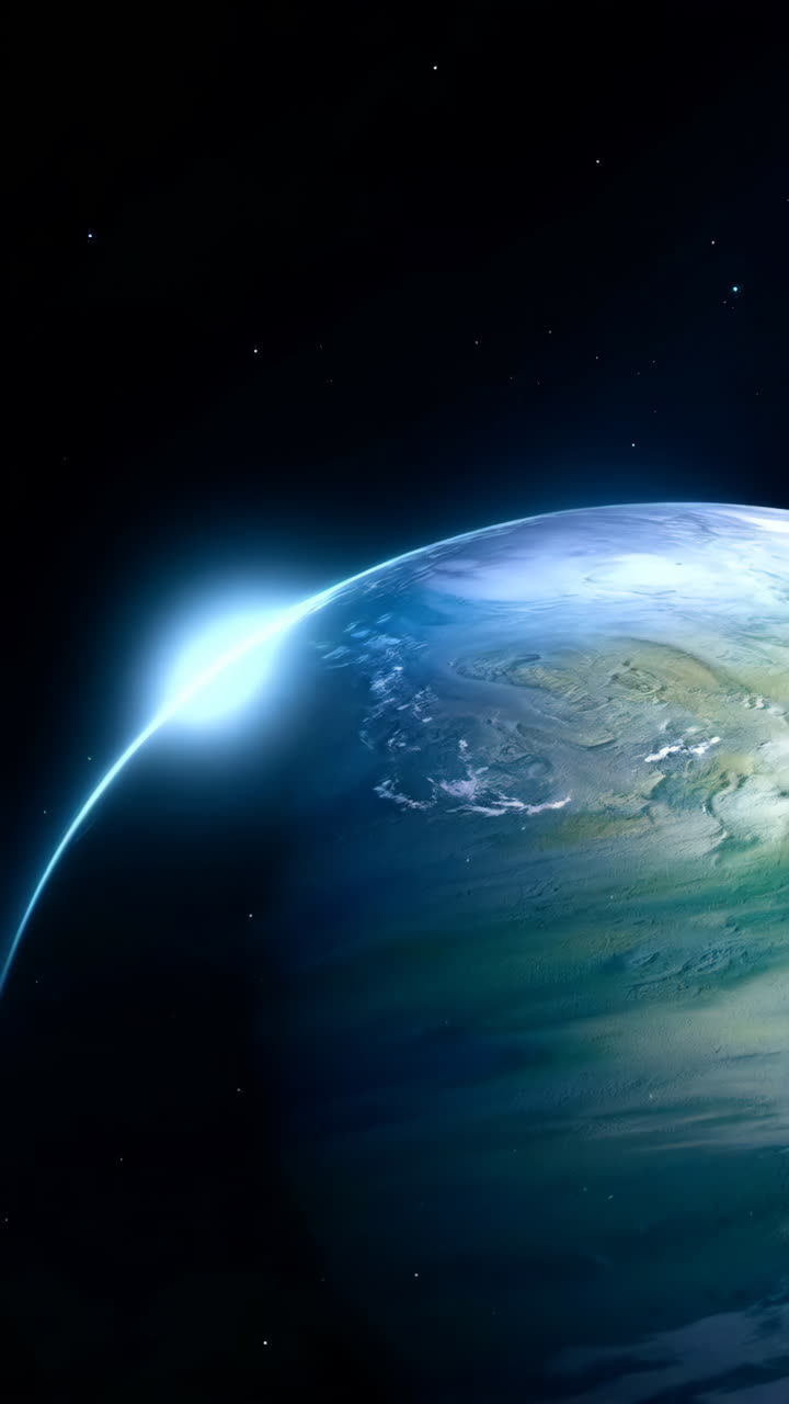 Matahari Terbit yang Menakjubkan di Atas Cakrawala Planet dari Luar Angkasa