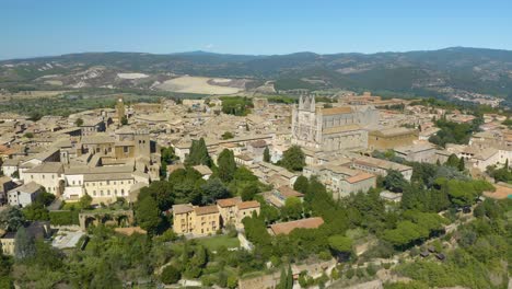 aerial pullback reveals orvieto city on top of rock cliffs in umbria