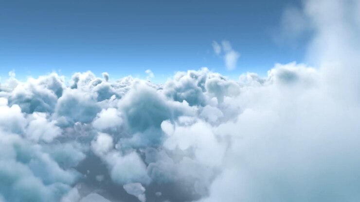 White fluffy clouds in blue sky
