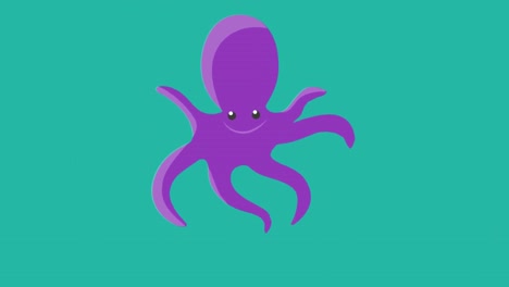Animation-Von-Sechseckmuster-Und-Oktopus-Auf-Blauem-Hintergrund