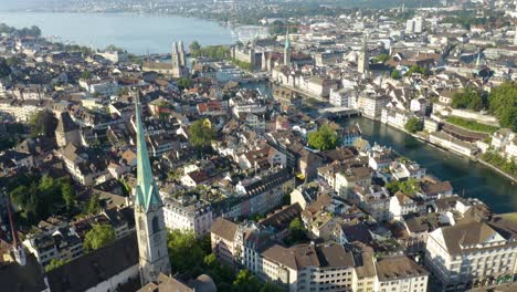 Increíble-Toma-Aérea-Del-Centro-De-Zúrich