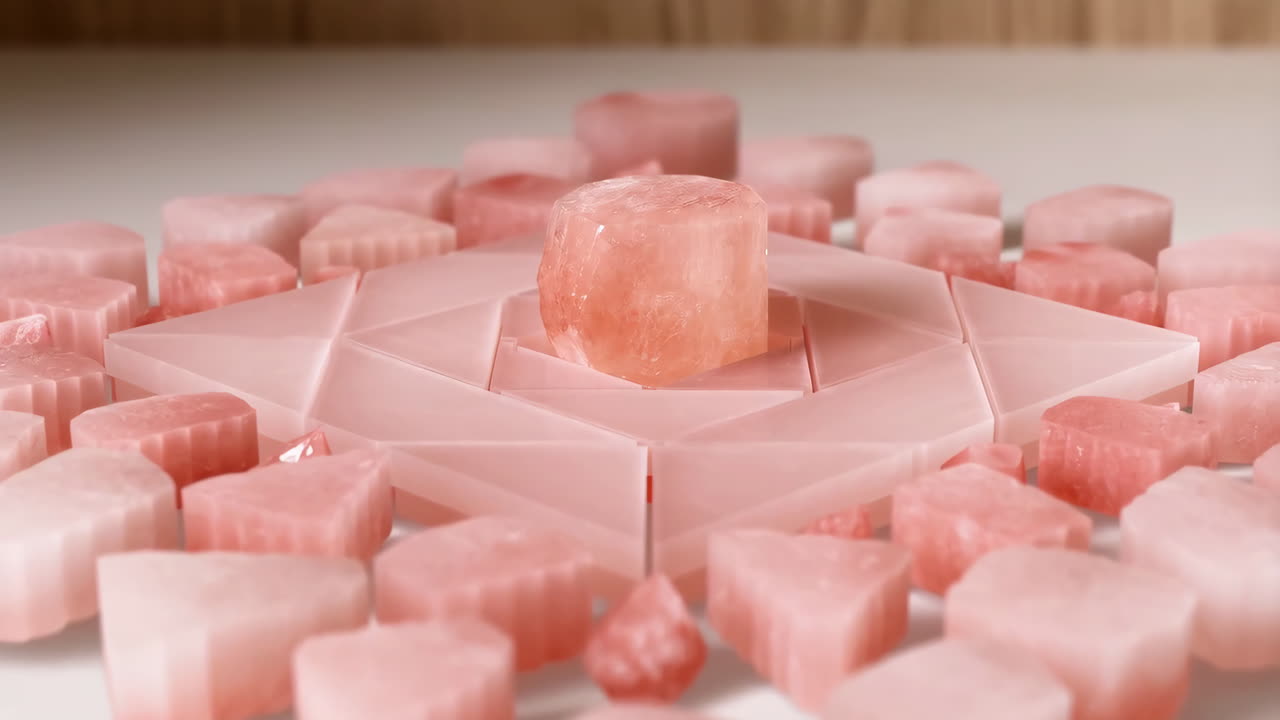 Pink Crystals Geometric Arrangement