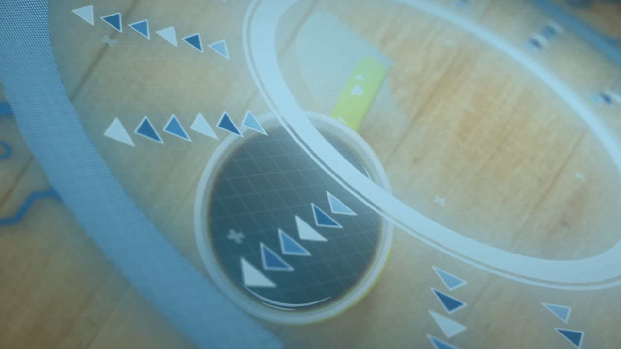 Overlay ring appearing over tabletop starting arrow icons rotating around bowl showing motion