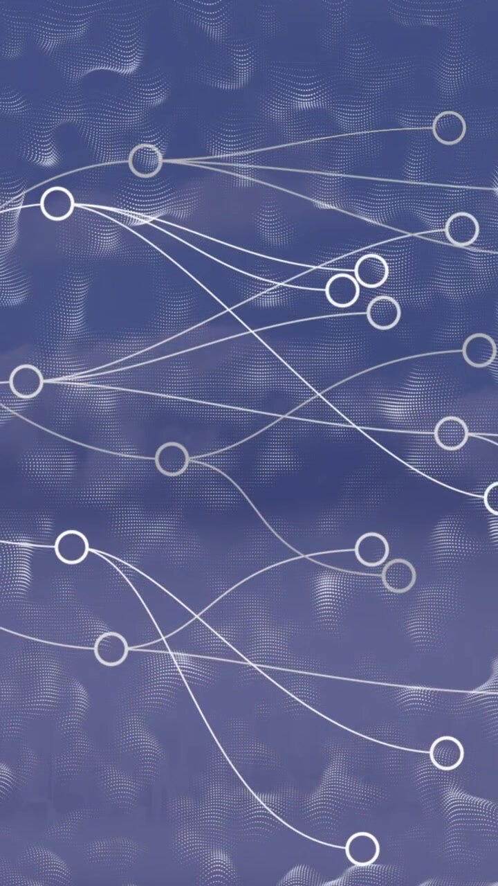 Animazione di rete di connessioni e forme su paesaggio urbano