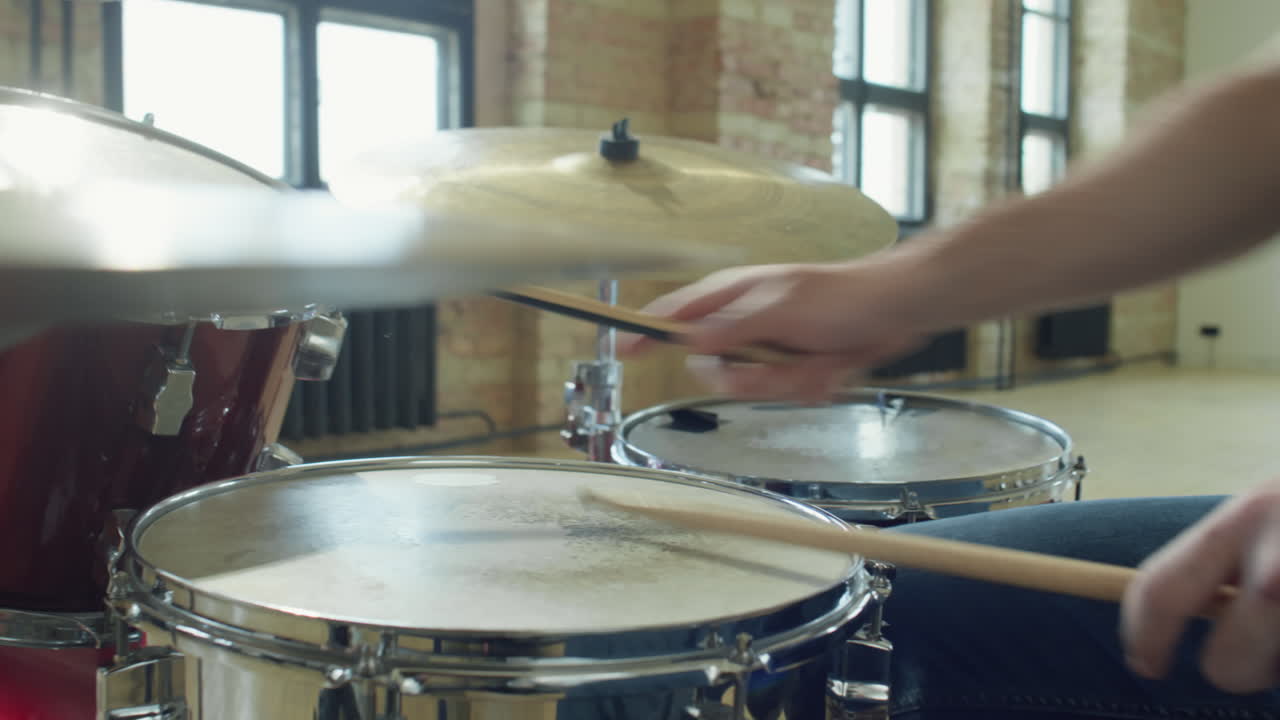 Musician Playing Drums on Rehearsal