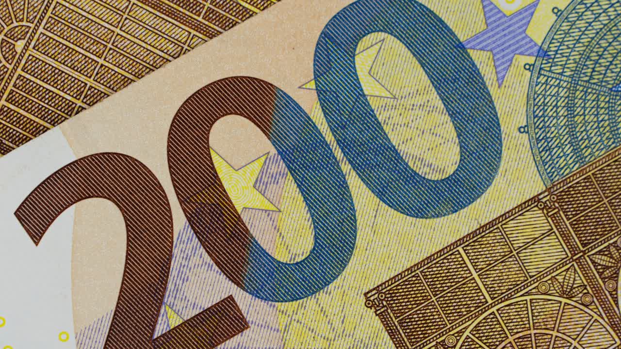 유로 화폐: 스 모션으로 된 지폐