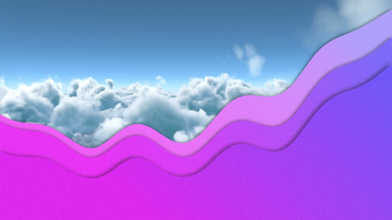 animación de ondas púrpuras que se mueven sobre las nubes