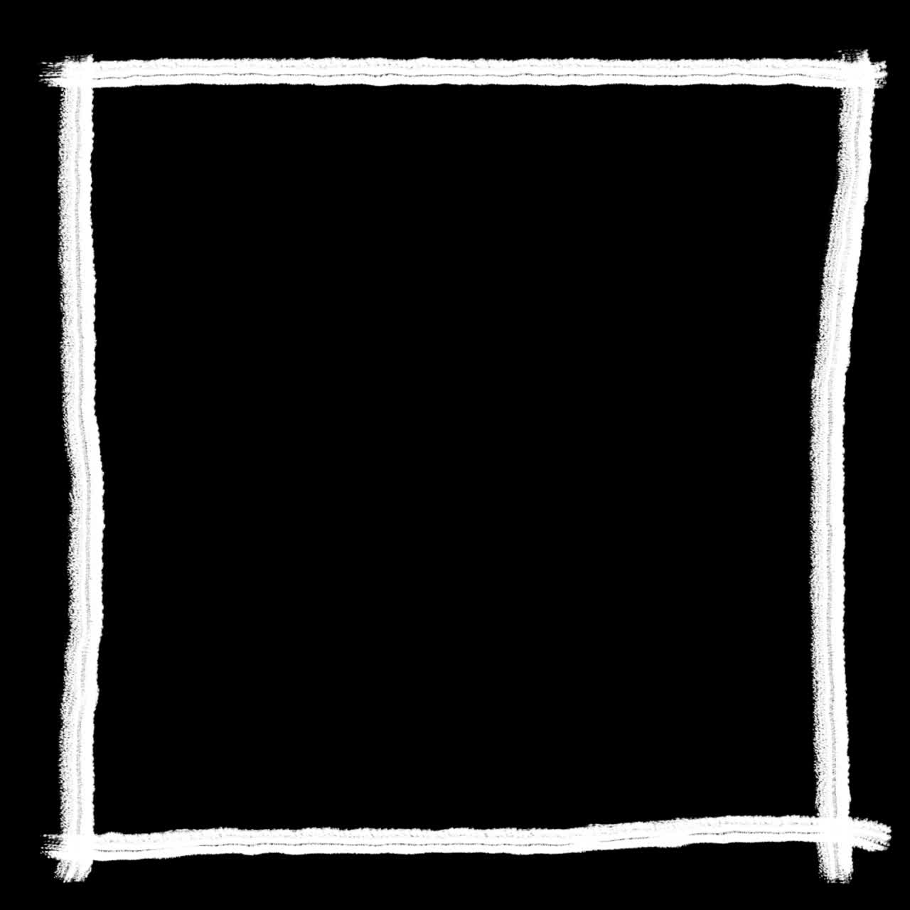 Animated Hand-Drawn White Square Frame on Black Background