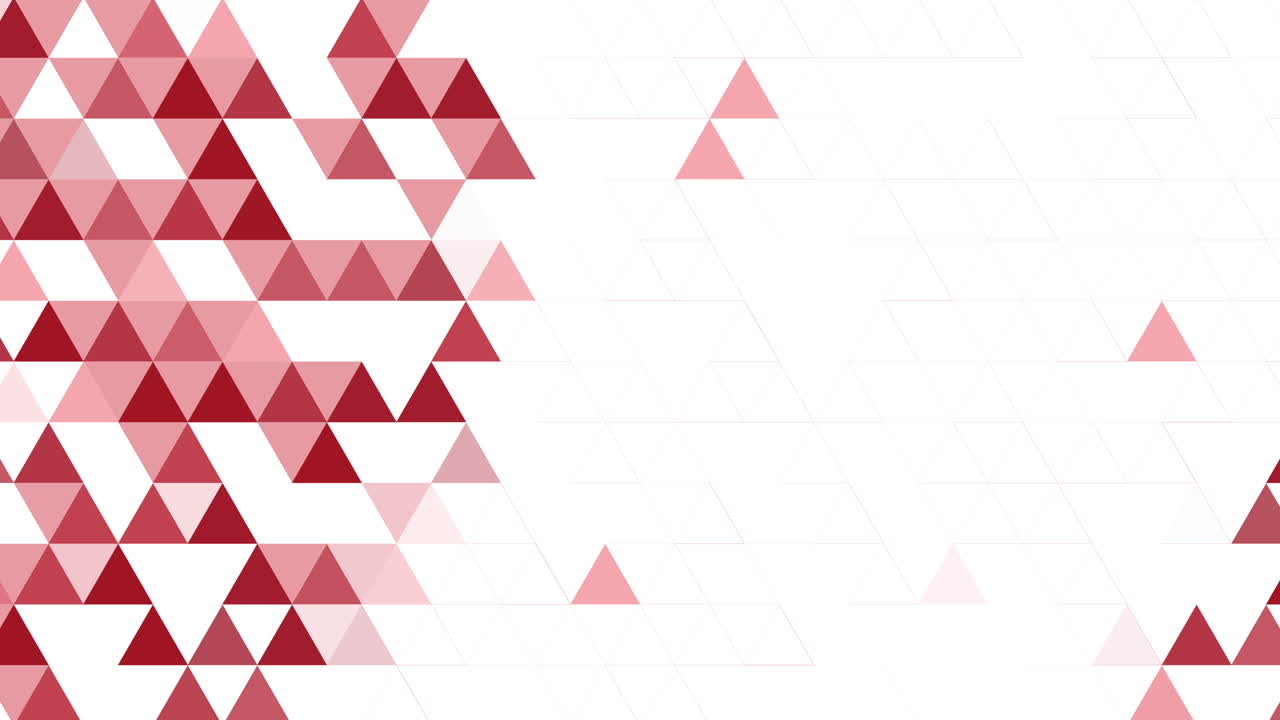 Red grid mosaic background. Creative design templates. Animated ornament of triangles on a white background with empty space for text. Looped.