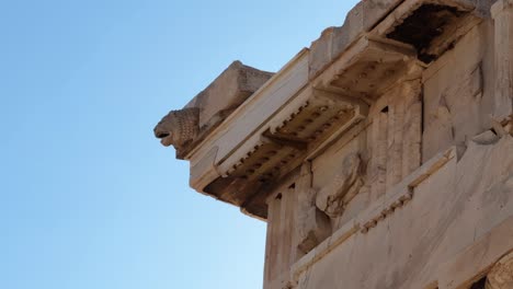 a close-up view of the parthenon's intricate architecture and details under the summer sun.