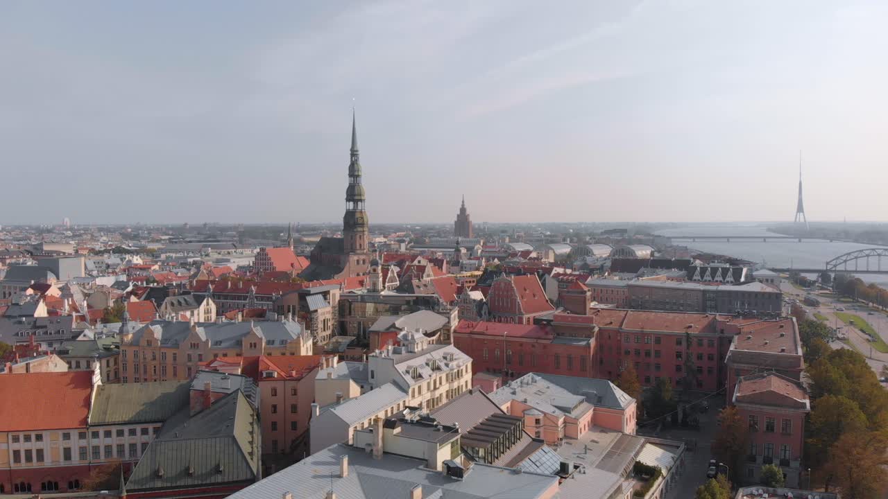 Premium stock video - Drone aerial view of riga skyline in latvia ...