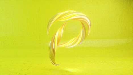 colección alfabeto vivo. letras retorcidas únicas. color amarillo. letra p. animación 3d de bucle sin costuras
