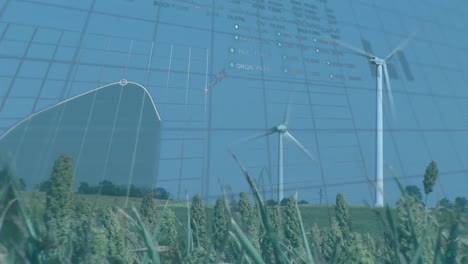 Animation-of-statistics-and-data-processing-over-wind-turbines