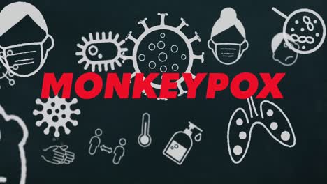 Animation-Von-Affenpockentext-Und-Pandemiesymbolen-Auf-Schwarzem-Hintergrund