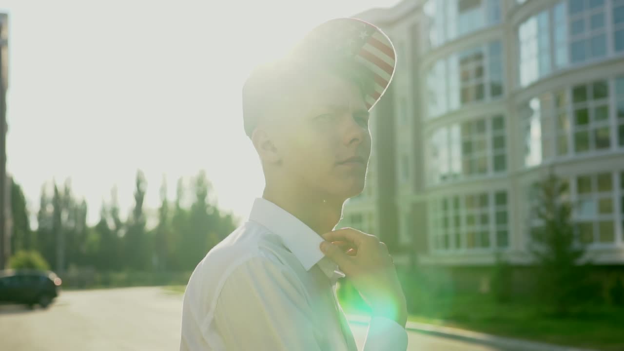 Young Man in City Street