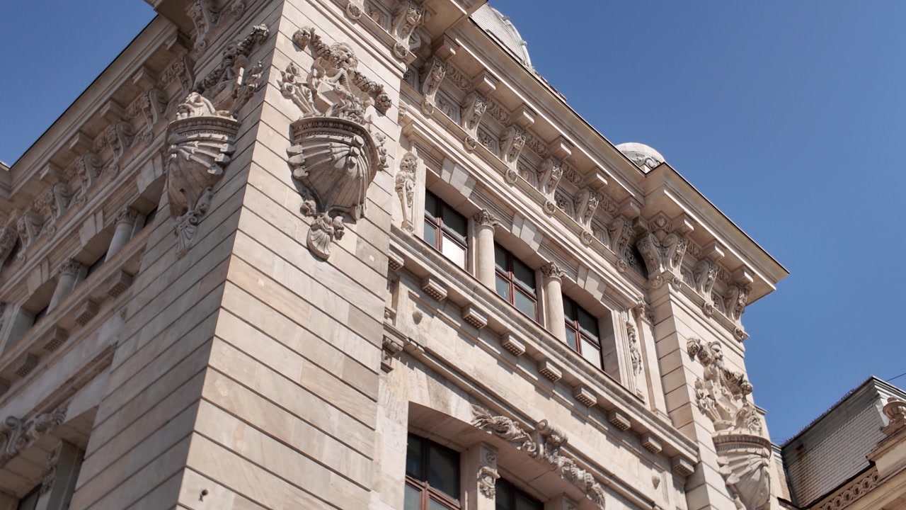 Detailed exterior view showcasing the craftsmanship and neoclassical design of the National Museum of Romanian History.