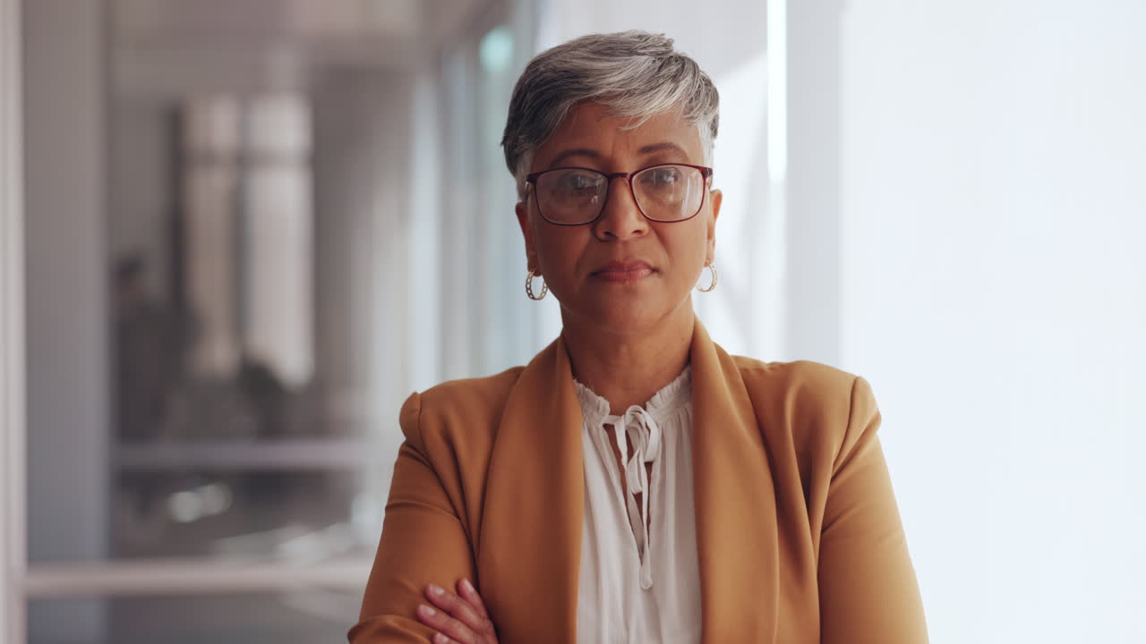 Face, leadership and senior business woman