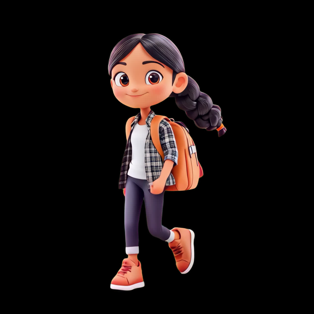 Cute 3D girl character design animation isolated asset, transparent 4K video, alpha channel, ProRes