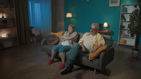 elderly couple arguing over phone