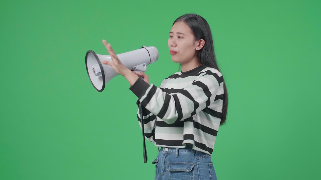 Woman using a megaphone