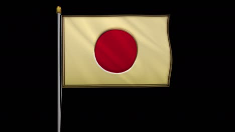 loop video of golden japanese flag loop video fluttering in the wind, 4k uhd slow motion video with alpha channel.