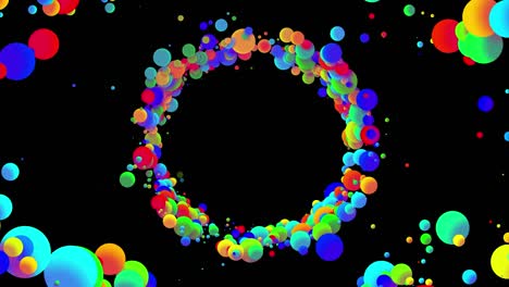4k bucle fondo abstracto sin costuras con hermosas bolas multicolores en estilo plano 2d se mueven suavemente como burbujas de pintura en líquido. luma mate como canal alfa. estructura circular con espacio de copia
