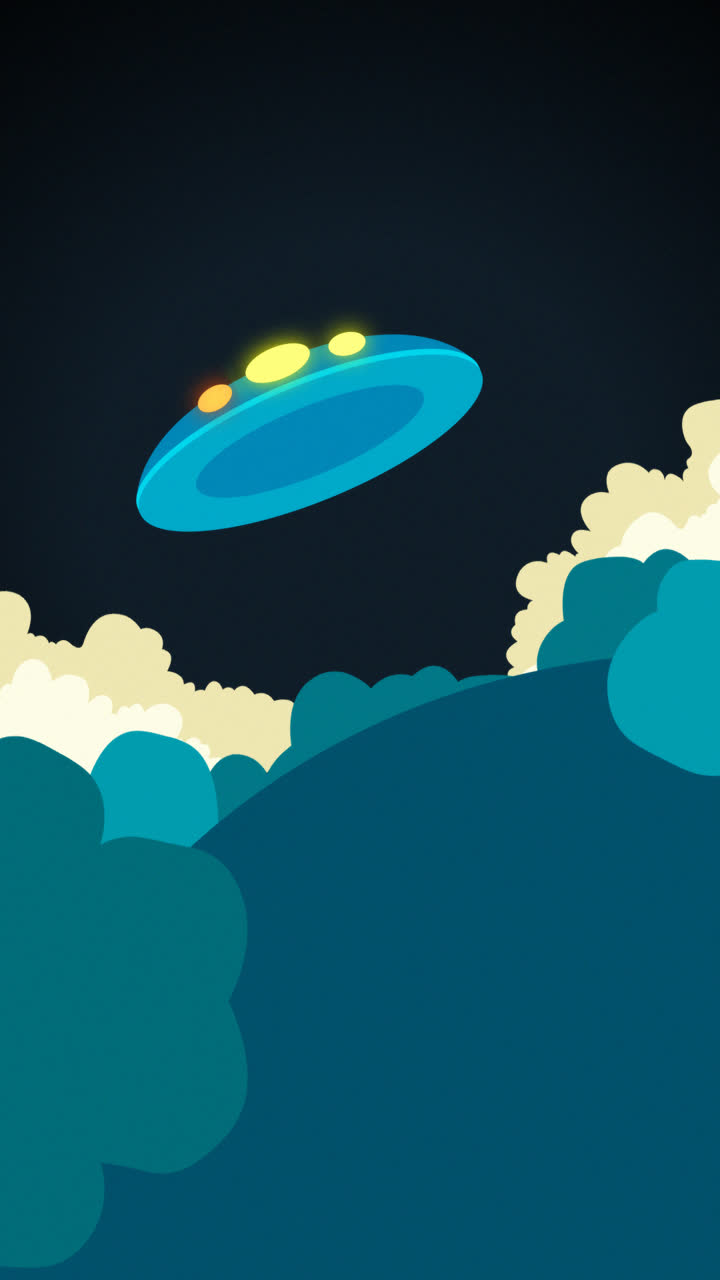 An animation of a Classic ufo abduction concept with flat design