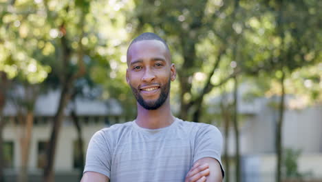 Face,-athlete-and-black-man-smile-outdoor-ready-to