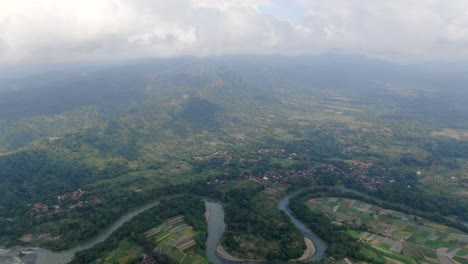 vast landscape of indonesia, high altitude drone view