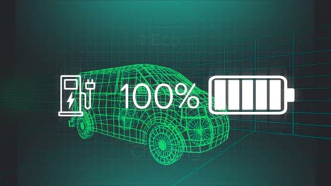 Animation-Der-Batterieladeschnittstelle-über-Einem-3D-Transportermodell,-Das-Sich-In-Einem-Nahtlosen-Muster-In-Einem-Tunnel-Bewegt