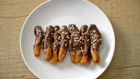 solar sun dried banana chocolate coating or banana dipped chocolate