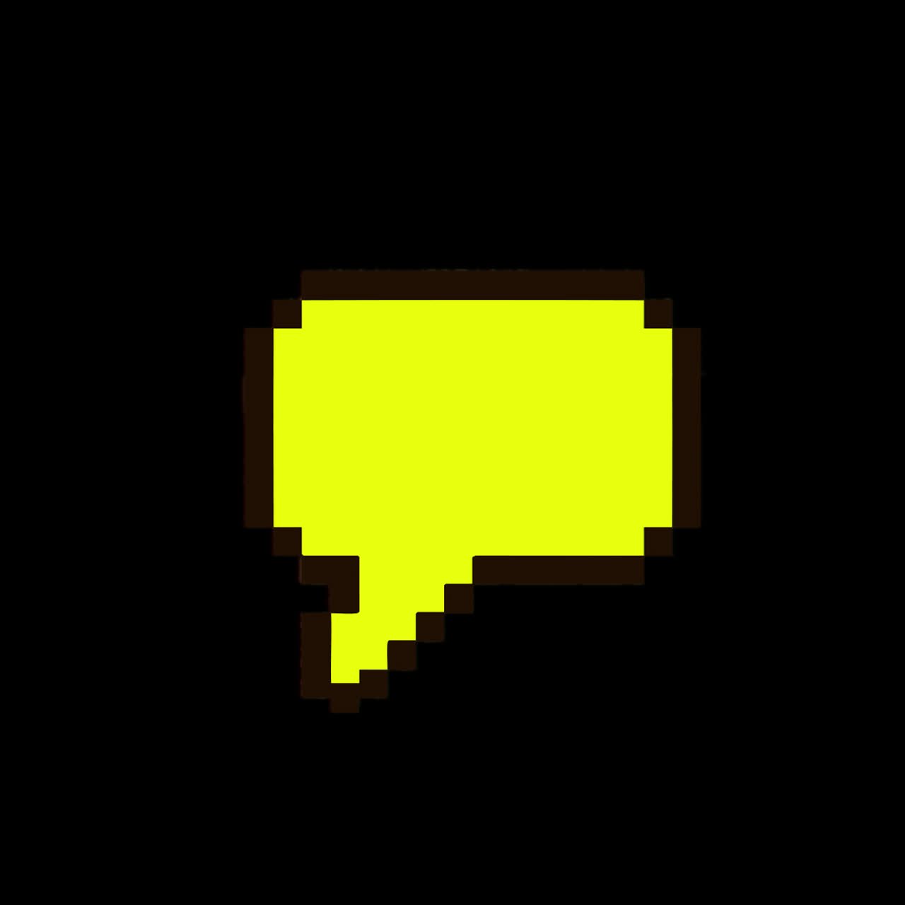 Pixelated Yellow Speech Bubble Icon with Glitch Effect