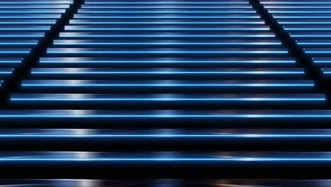 futuristic neon blue metal stairs