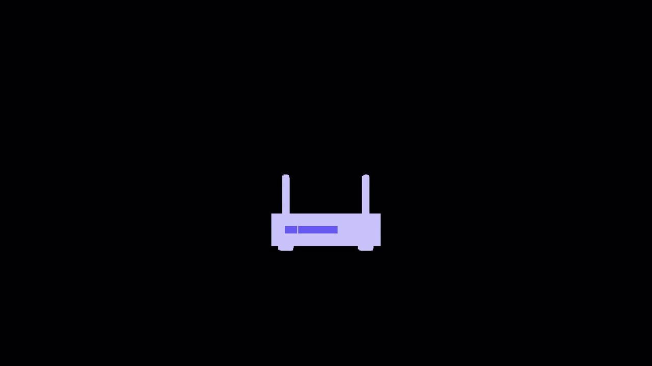 Animiertes WLAN-Router-Symbol auf schwarzem Hintergrund