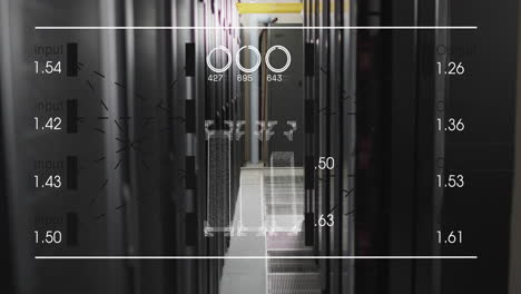 animación del procesamiento de datos a través de servidores informáticos