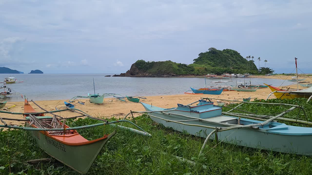 Filipino Bangka Boat on Beach of Fishing Village